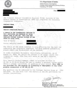 טביעות אצבע עבור תעודת יושר מה FBI